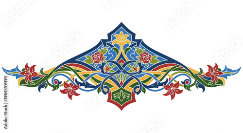Colorful ornate floral design element.