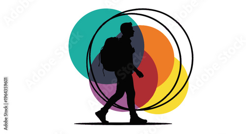 Silhouette of a walking person.