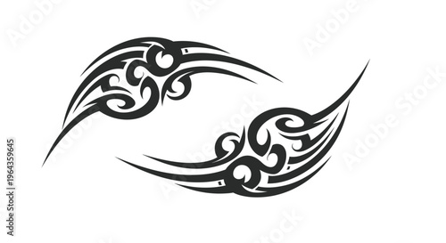 Tribal tattoo design with curved lines.