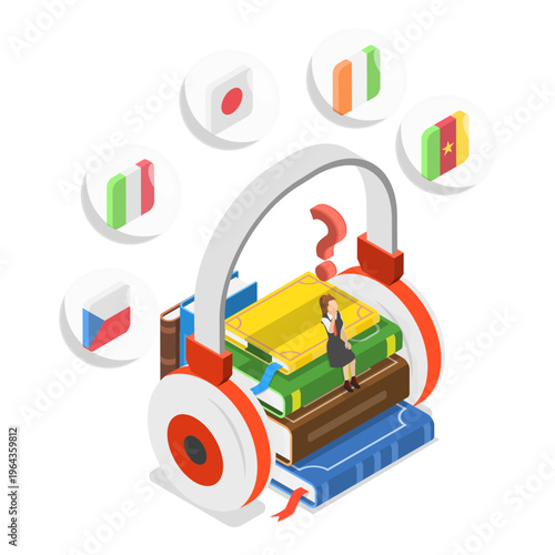 3D Isometric Flat Vector Illustration of International Study Opportunines, Studying Abroad. Item 3