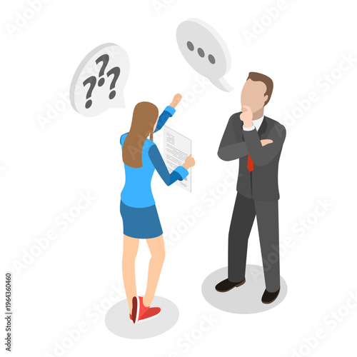 3D Isometric Flat Vector Illustration of Layoff, Staff Reduction, Career Issues. Item 2