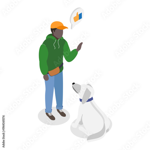3D Isometric Flat Vector Illustration of Pet Lovers, Veterinary Clinic, Homeless Animals Shelter. Item 8
