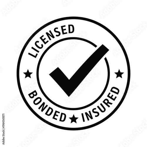 Licensed bonded insured vector illustration of a seal or sticker