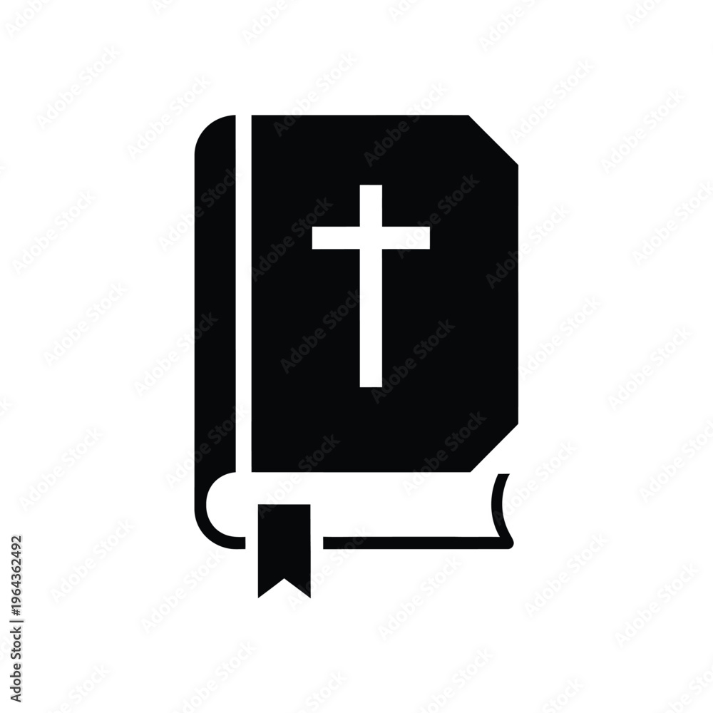 Obraz premium Illustration of vector bible book with cross symbol