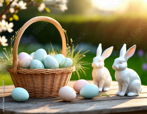 easter eggs in a basket