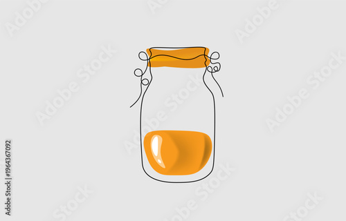 Realistic 3D illustration of a glass storage jar with honey and wooden lid