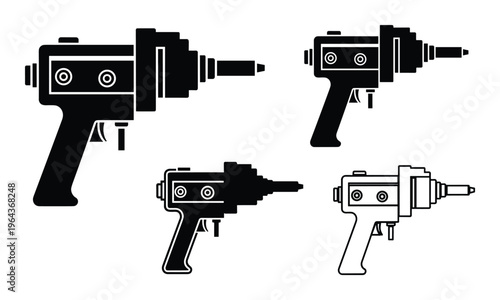 Ray Guns Vector Set Sci-Fi Blasters Illustration, Black Silhouette Futuristic Weapons