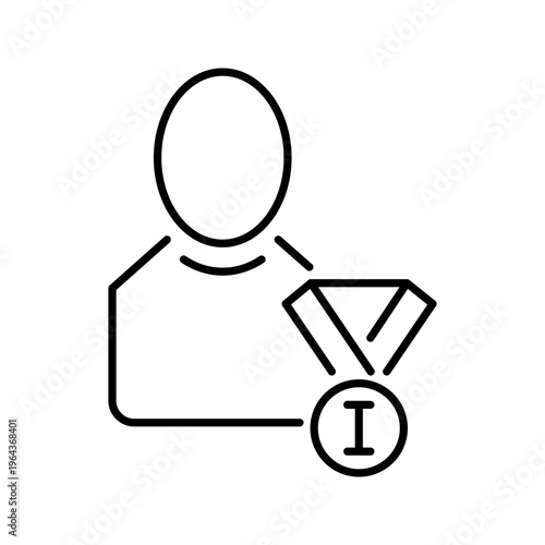 Award winner icon. Sports and sports award line symbol. Black and white.