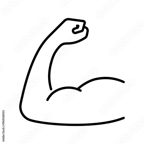 Biceps muscle icon. Healthcare and fitness line symbol. Black and white.
