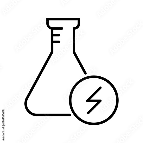 Bio energy icon. Science and bioenergy line symbol. Black and white.