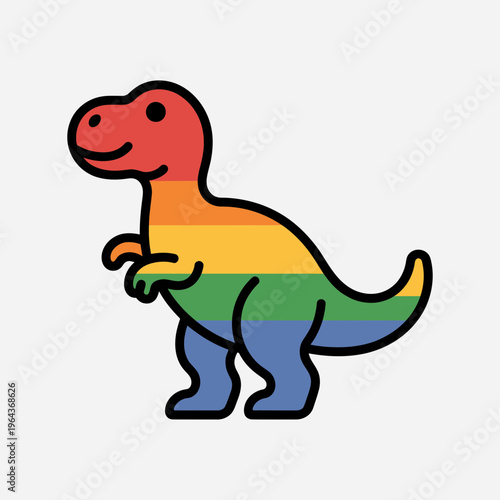 Rainbow Dinosaur Standing Smiling