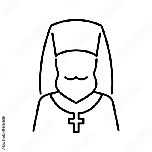 Church priest icon. Religion and clergy line symbol. Black and white.