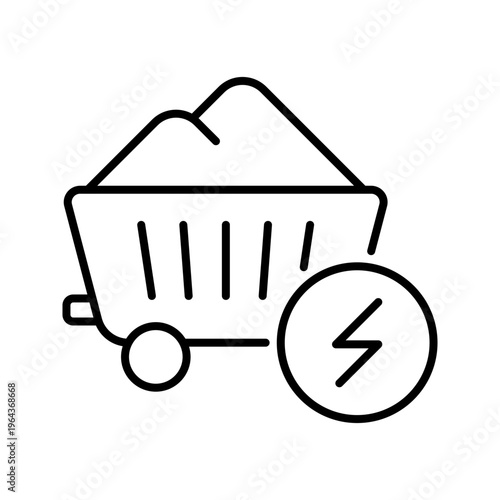 Coal power icon. Industry and fossil fuel line symbol. Black and white.