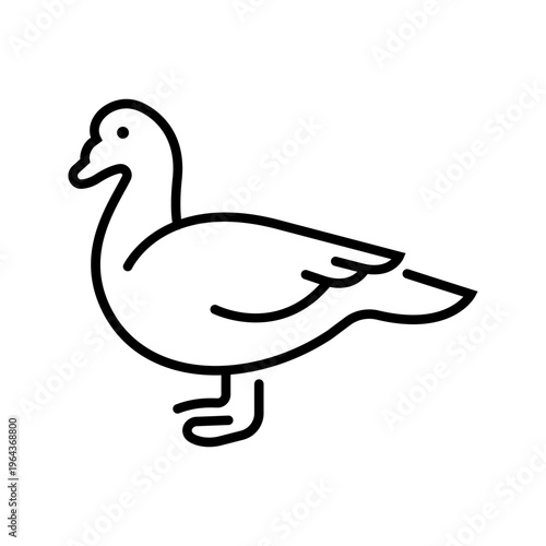 Duck poultry icon. Animals and poultry line symbol. Black and white.