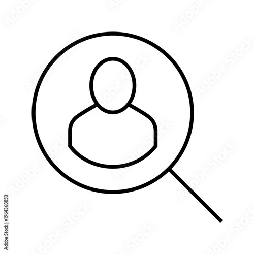 Employee search icon. Business and recruiting line symbol. Black and white.