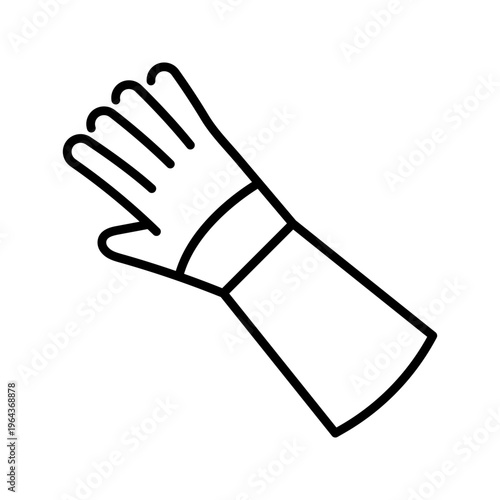 Fencing glove icon. Sports and fencing line symbol. Black and white.