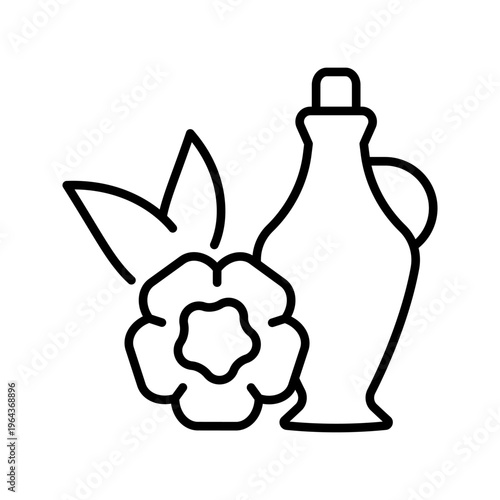 Flax oil icon. Food and edible oils line symbol. Black and white.