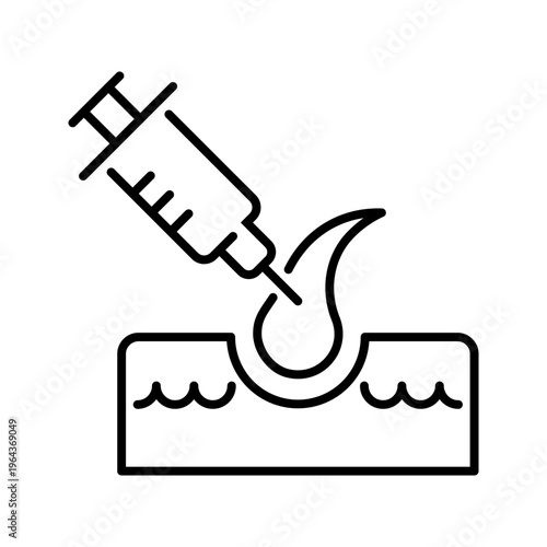 Hair removal icon. Healthcare and dermatology line symbol. Black and white.