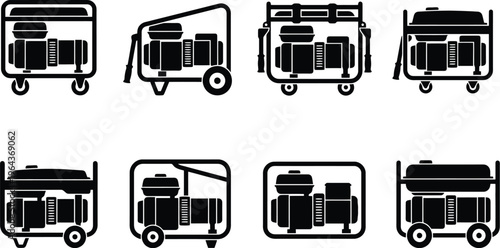 Assortment of Black Generator Silhouettes power electricity