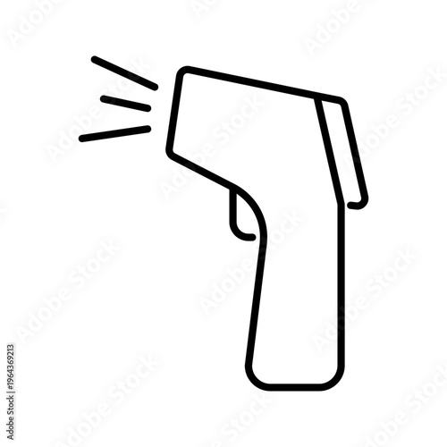 Infrared thermometer icon. Healthcare and medical device line symbol. Black and white.
