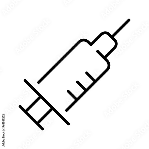 Insulin syringe icon. Healthcare and diabetes care line symbol. Black and white.