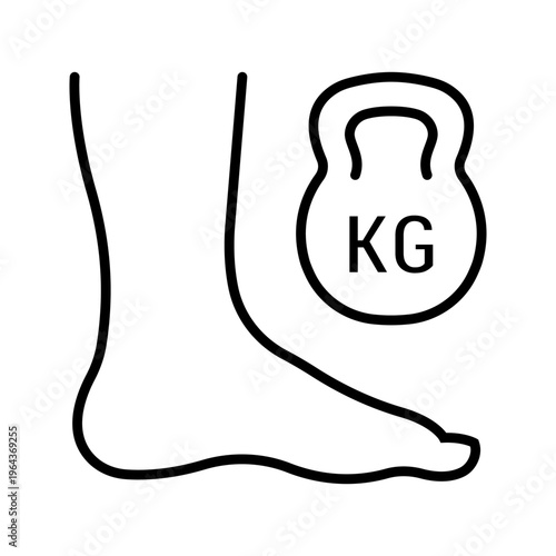 Leg heaviness icon. Healthcare and symptoms line symbol. Black and white.