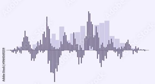 Sound wave visualization resembling a city skyline abstract graphic.