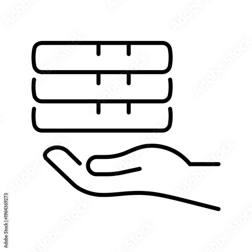 Linen service icon. Business and laundry line symbol. Black and white.