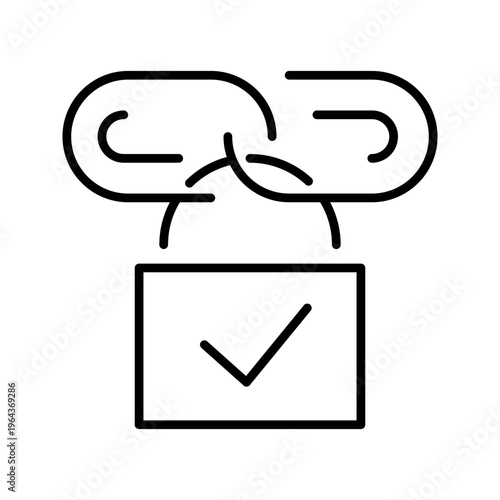 Link security icon. Business and cybersecurity line symbol. Black and white.