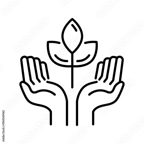 Organic farming icon. Industry and organic agriculture line symbol. Black and white.