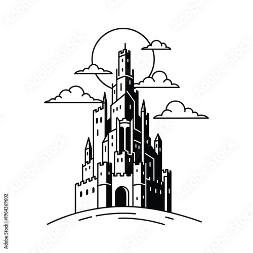 Medieval Castle Tower Architecture.