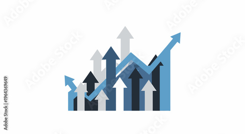 Upward trend graph with multiple arrows indicating growth.
