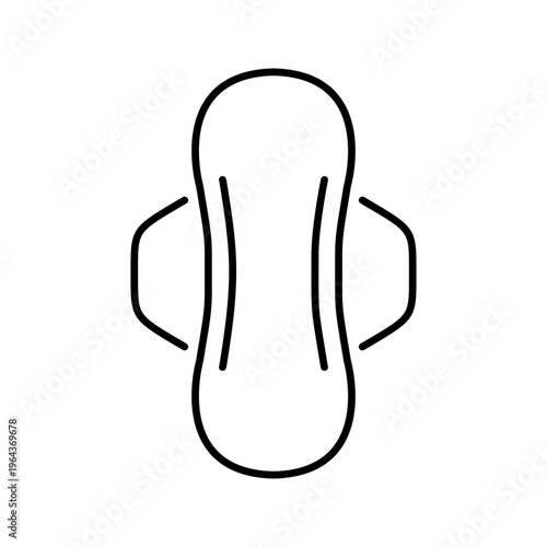 Sanitary pad icon. Healthcare and feminine hygiene line symbol. Black and white.