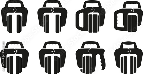 Assortment of Black Silhouettes of Plate Lifting Clamps with Varied Grip Designs plate clamp material handling