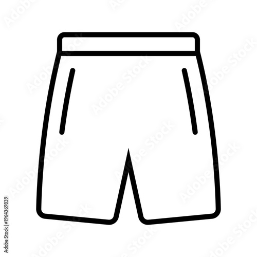 Sports shorts icon. Fashion and sportswear line symbol. Black and white.