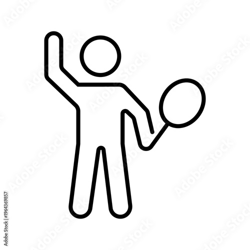Tennis player icon. Sports and tennis line symbol. Black and white.