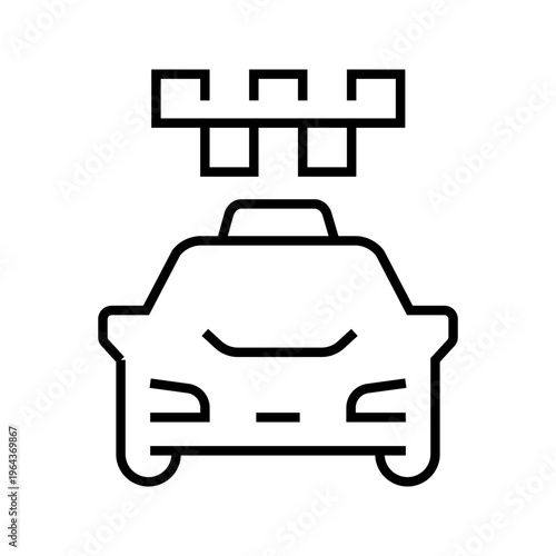 Taxi service icon. Transport and taxi line symbol. Black and white.