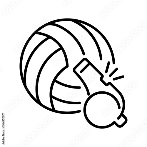 Volleyball referee icon. Sports and volleyball line symbol. Black and white.