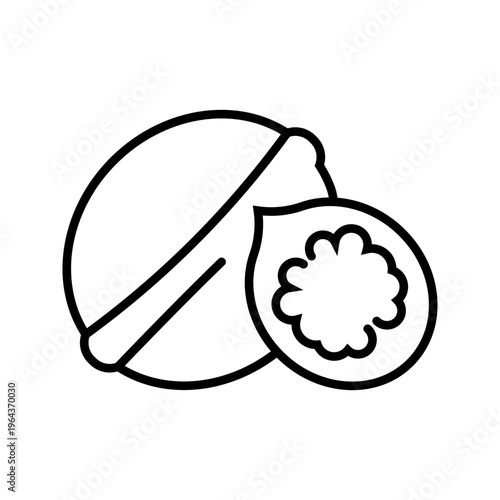 Walnut kernel icon. Food and nuts line symbol. Black and white.