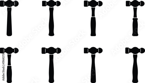 Fotografie Ball Peen Hammers and Claw Hammers Silhouettes Set vector