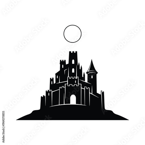 Black silhouette of a medieval castle.