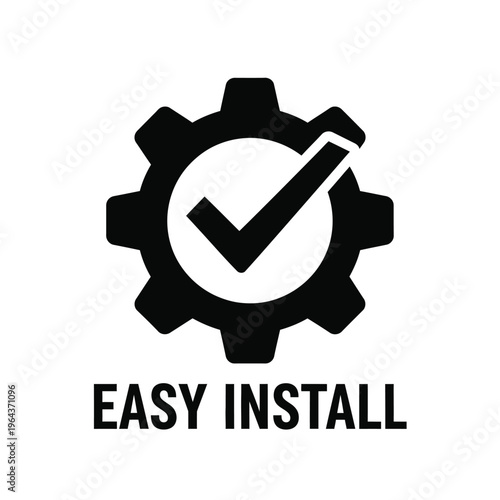 Easy install vector illustration of gear with checkmark