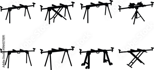 Collection of Drone Silhouettes in Various Poses and Configurations quadcopter aerial vehicle