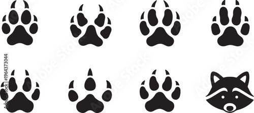 Black Solid Autumn Forest Animal Track Silhouette Icons