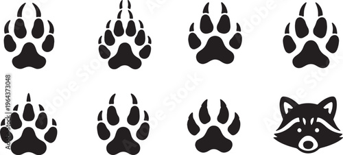 Black Solid Autumn Forest Animal Track Silhouette Icons