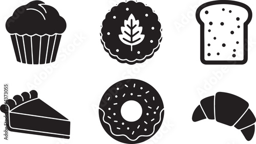 Black Solid Autumn Baked Goods and Pastry Silhouette Icons
