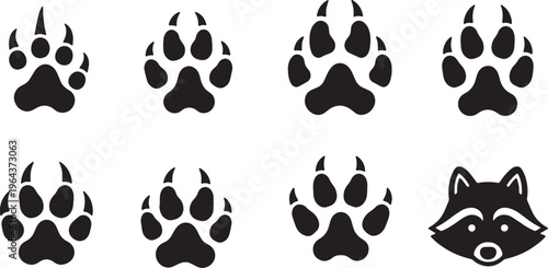 Black Solid Autumn Forest Animal Track Silhouette Icons