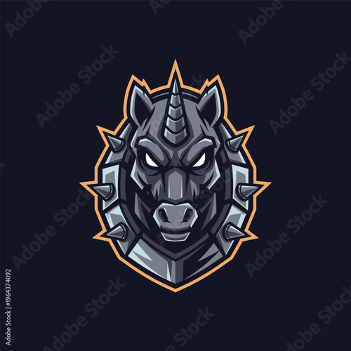 Robot Unicorn Head Illustration Design.