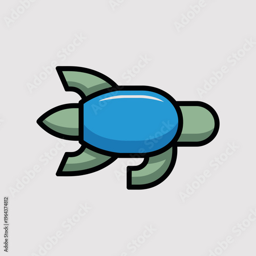 Blue Turtle Swimming Fast in Ocean Water