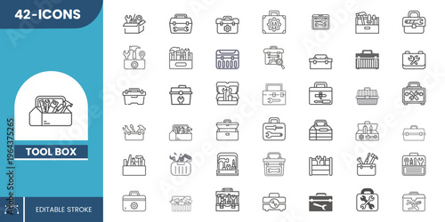 Editable Tool Box Icon Set – Clean Vector Icons for Construction Work, Hand Tools and Repair Services.